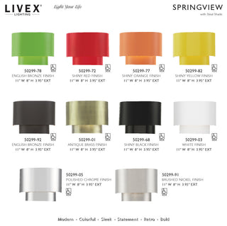 Springview 1 Light Shiny Black ADA Sconce with Shiny Black Metal Shade
