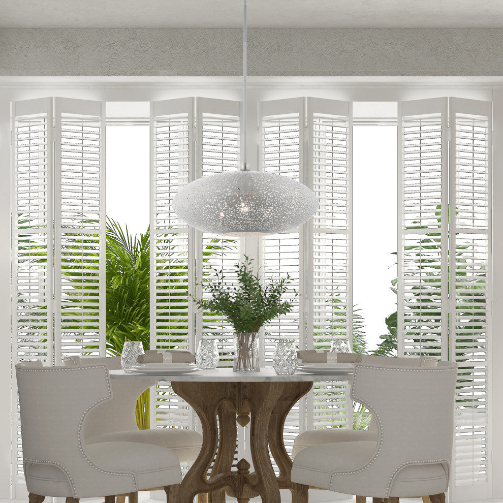 Livex Lighting Charlton 3 Light White With Brushed Nickel Accents Large Pendant