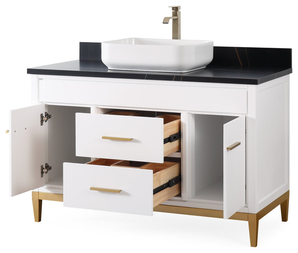 48" Tennant Brand Modern Style White  Beatrice Vessel Sink Bathroom Vanity