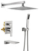 Wellfor Rain Shower Faucet, 10" Waterfall Shower Head With Handheld Combo Set, Brushed Nickel