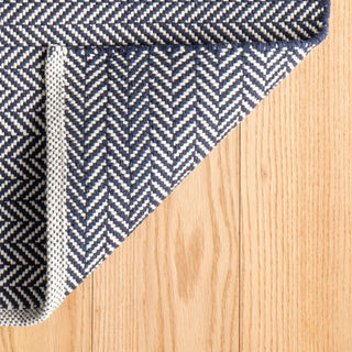 Dash & Albert Herringbone Indigo Handwoven Cotton Rug, Blue, 8' x 10'