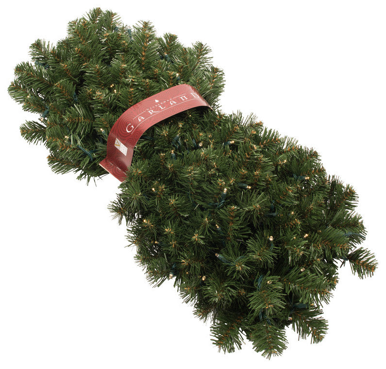 Vickerman C164709Led 9'X12" Christmas Garland, Warm White Wide Angle Lights