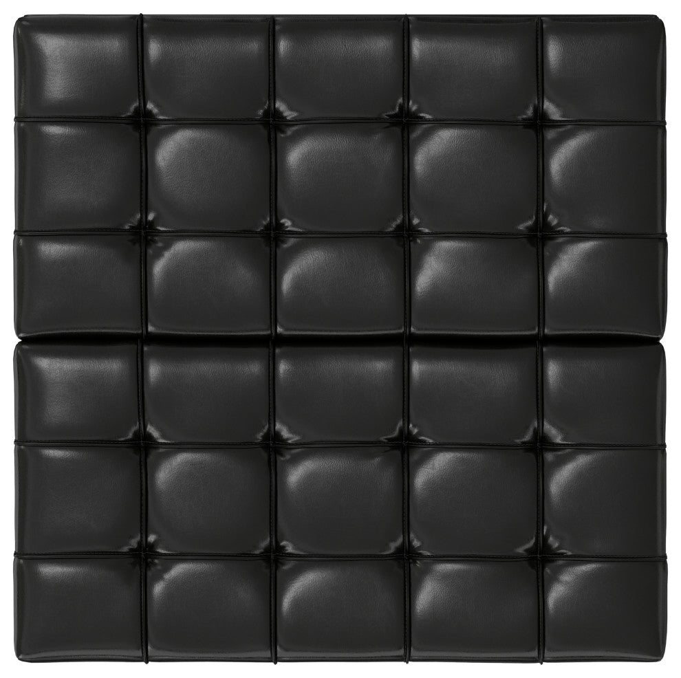Harrison Small Square Coffee Table Storage Ottoman, Midnight Black