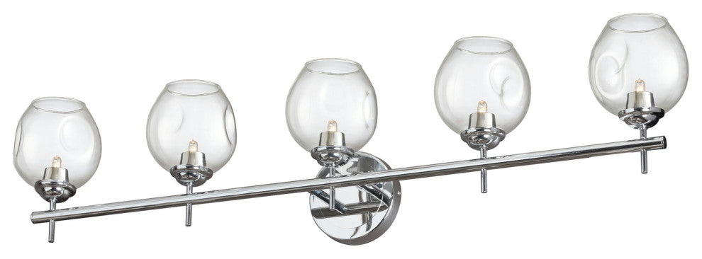 5 Light Halogen Vanity Polished Chrome with Clear Glass