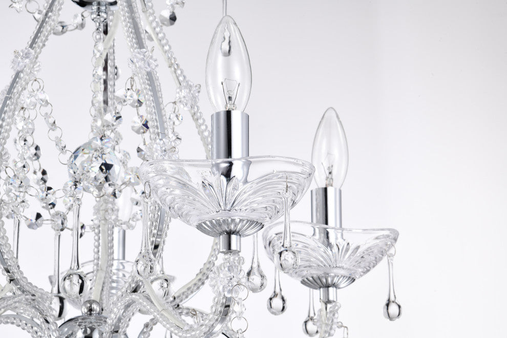Alice 5-Light Chrome and Crystal Candle Style Chandelier Glam Lighting