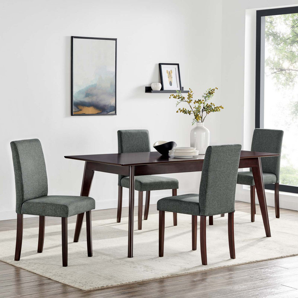 Side Chair and Table Set, Fabric, Drak Brown Gray, Cafe Bistro Restaurant
