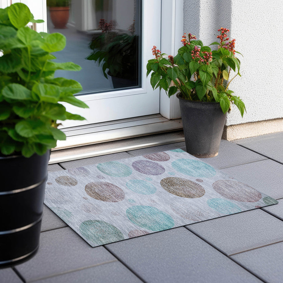 Machine Washable Indoor/Outdoor Chantille ACN1897 Blue 1'8" x 2'6" Rug