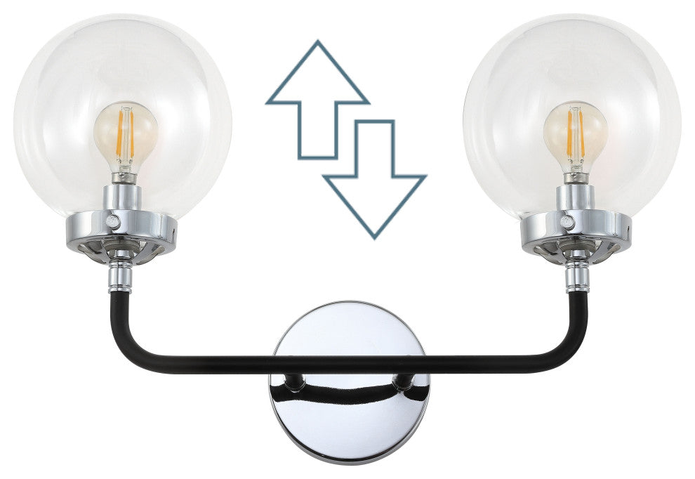 Caleb 1-Light Brass Wall Sconce, Chrome / Black, 2 - Light(s)