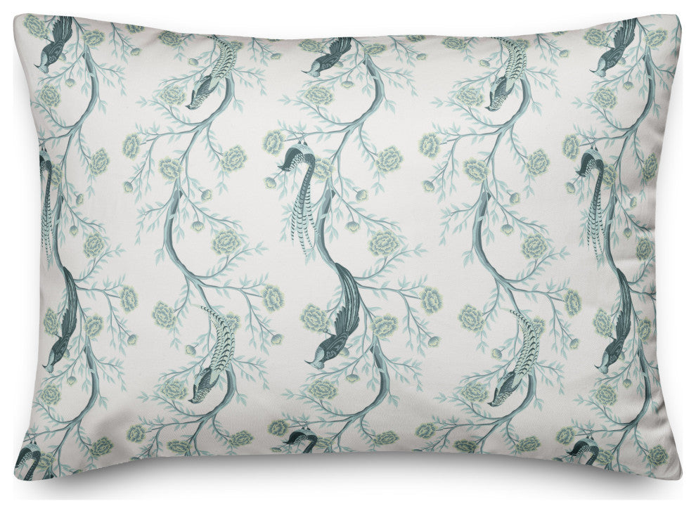 Vintage Birds On Branches Blue Mint 6 14x20 Spun Poly Pillow