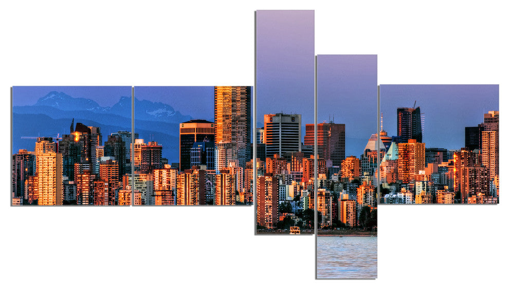 Vancouver Downtown Skyscrapers, Extra Large Canvas Art Print, 60"x32", 5 panels