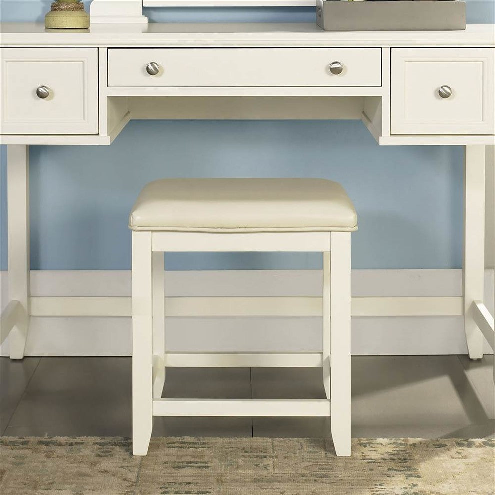 Vista Vanity Stool, White Finish
