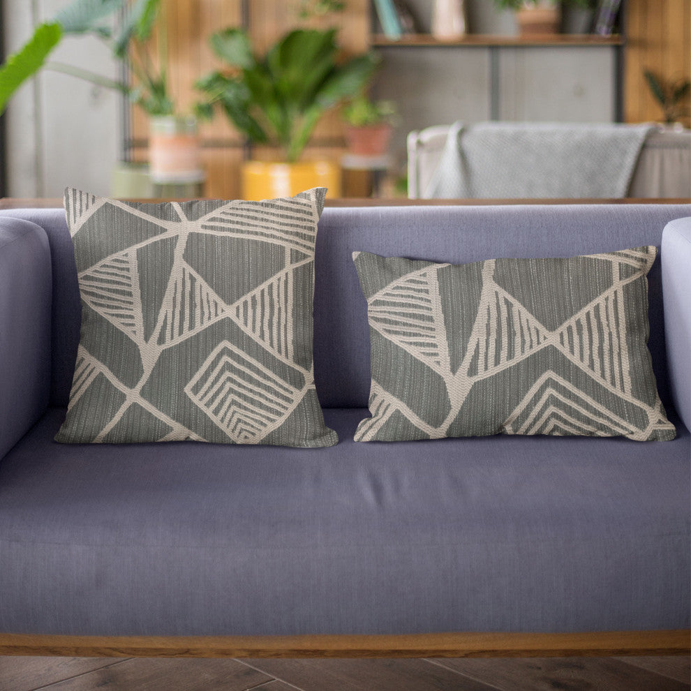 Plutus Gray Sketch Abstract Luxury Throw Pillow, 22"x22"