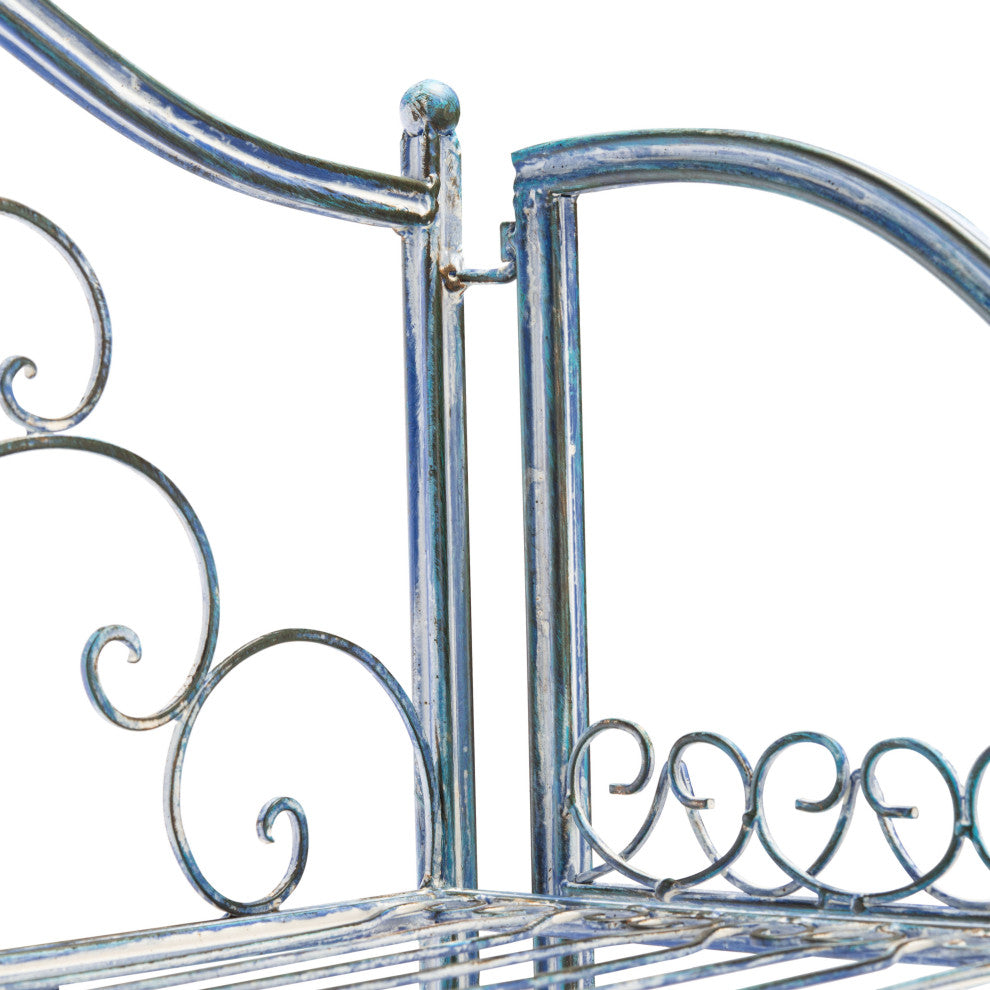 Safavieh Amaris Wrought Iron 4-Tier Outdoor Baker's Rack, Antique Blue