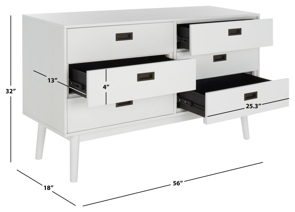 Safavieh Couture Donald 6 Drawer Dresser, White