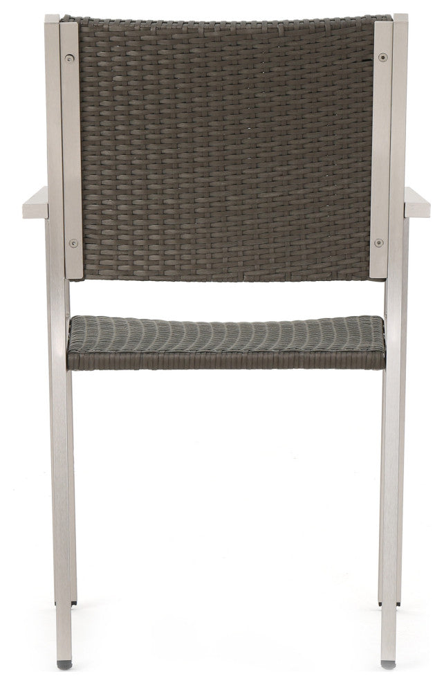 GDF Studio Coral Bay Outdoor Wicker Dining Chairs With Aluminum Frame, Set of 2