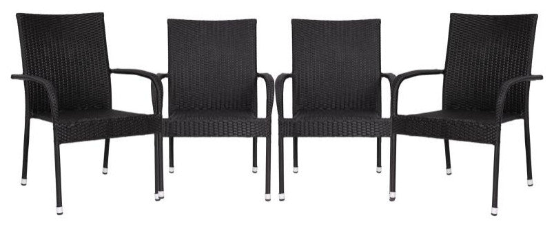 Maxim Set of 4 Stackable Indoor/Outdoor Wicker Dining Chairs with Steel Frames,