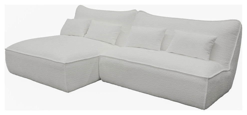 Divani Casa Racine Modern White Fabric Modular Sectional Sofa