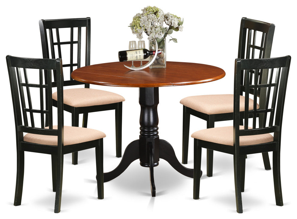 5 Pc Kitchen Table Set -Dining Table And 4 Wood Kitchen Chairs