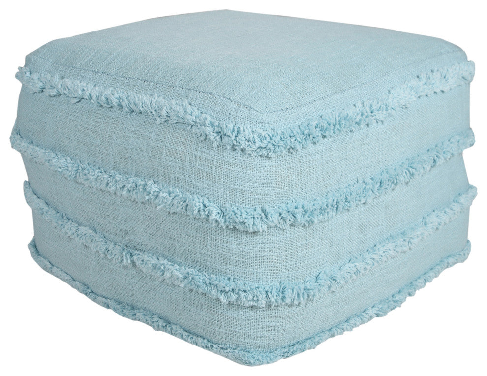Solid Textured Stripe Pouf Ottoman