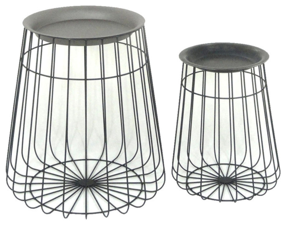 Antique Metal Accent Tables, Set Of 2