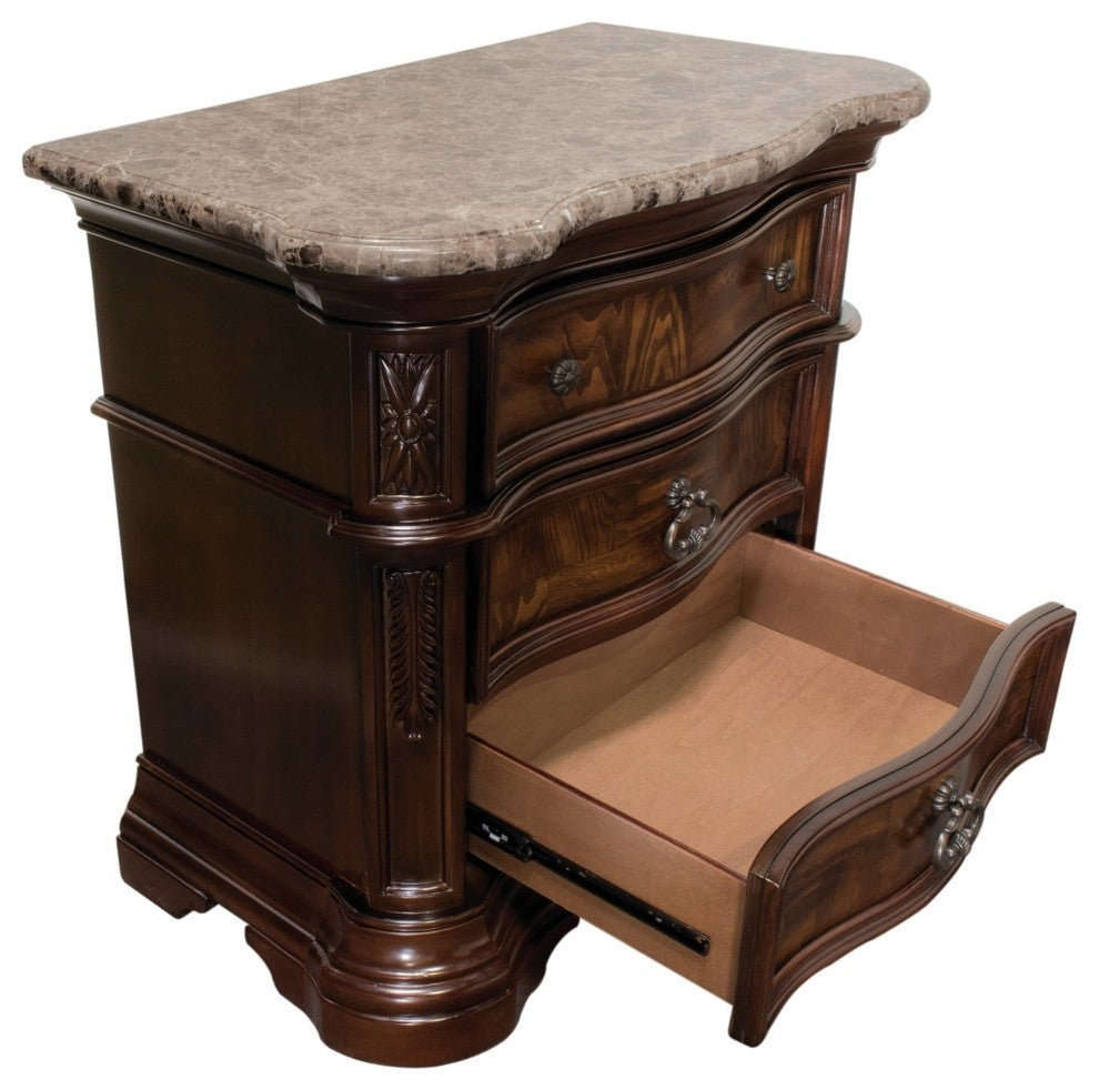 Barney's Traditional Walnut Nightstand With Marble