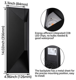 LEONLITE 2-Pack LED Outdoor Up Down Wall Light, 3000K Warm White