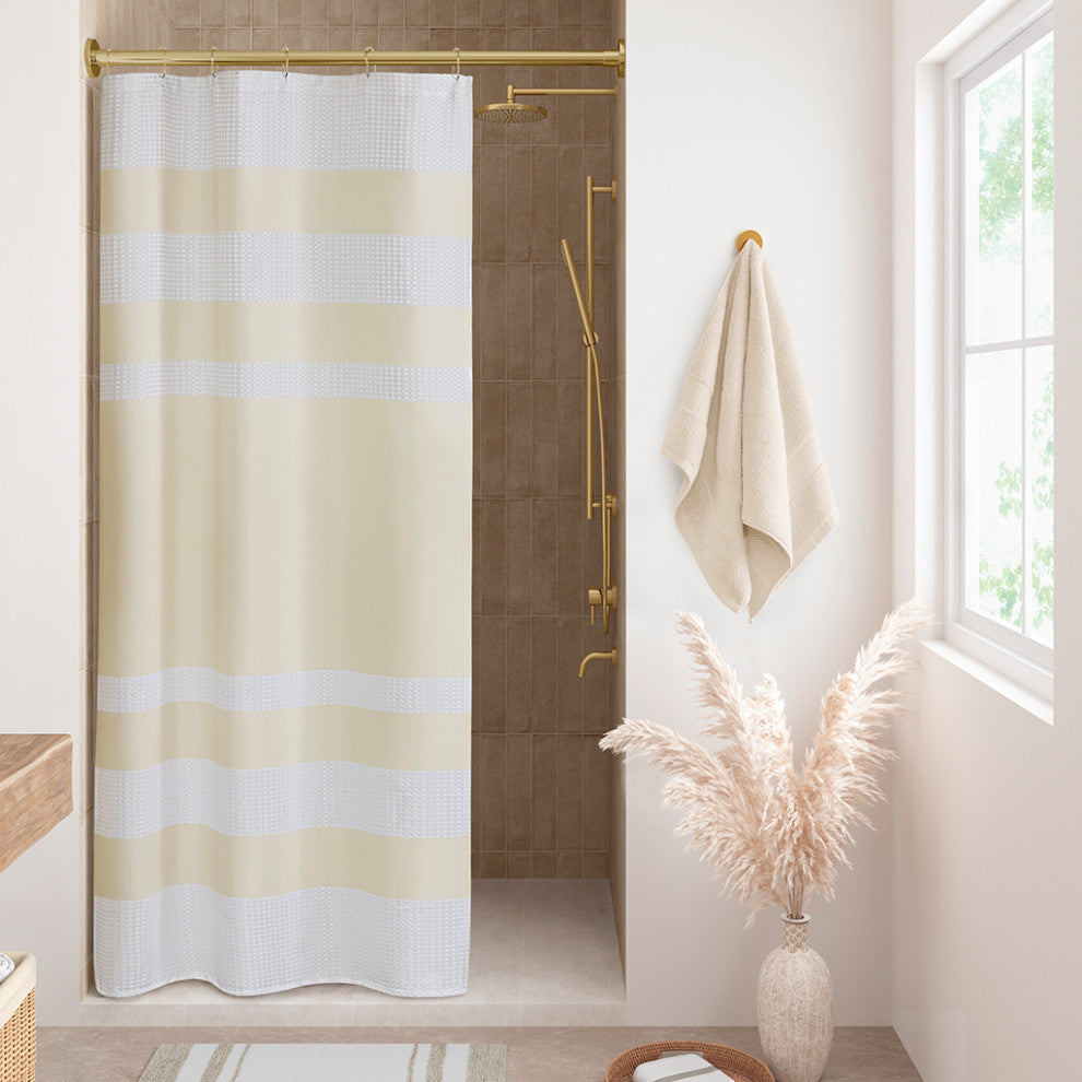 Madison Park Spa Waffle Shower Curtain With 3M Treatment