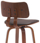 Pico 26" Swivel Walnut Wood Counter Stool, Brown Faux Leather With Chrome, 30