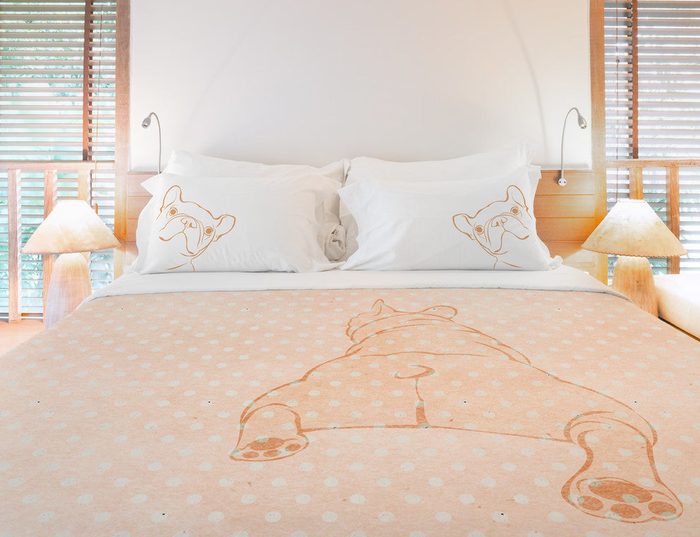Lazy Dog, Pink Lightweight Full Queen Duvet Cover