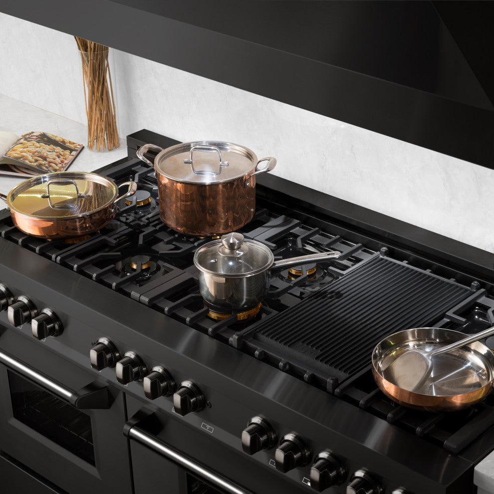 ZLINE Freestanding Range in Black Stainless Steel with Brass Burners (RAB-60)