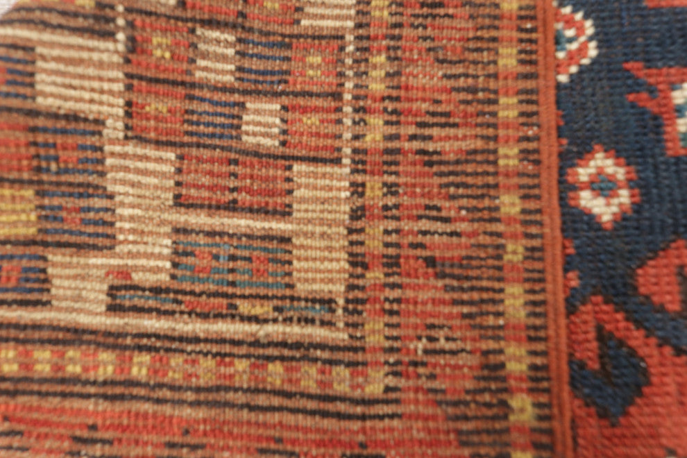 Consigned, Antique Oriental Russian Traditional Hand-Knotted Area Rug, Blue, 4x6