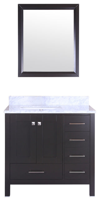 Eviva Aberdeen 36 Transitional Espresso Bathroom Vanity With White Carrera Top