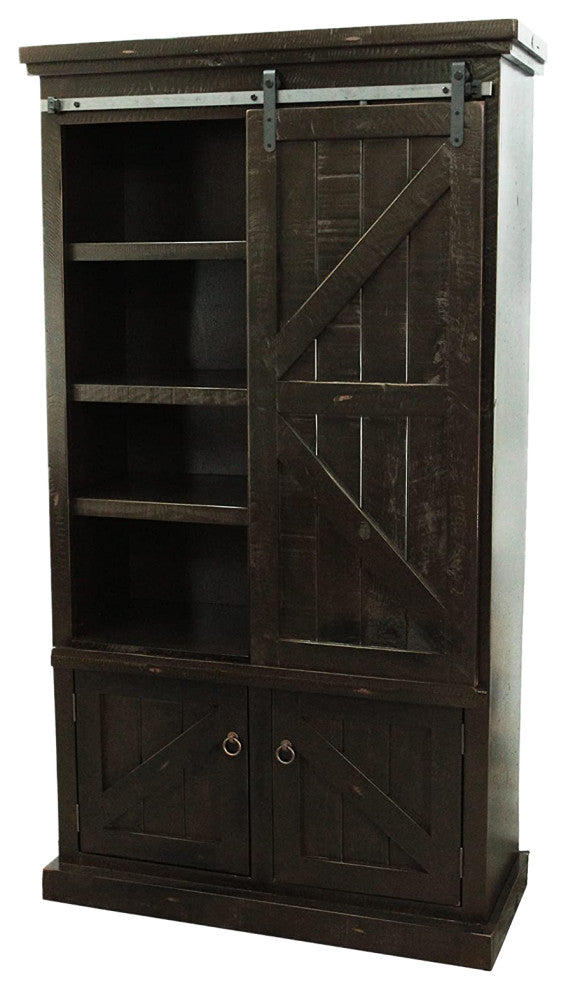 Barn Style Kitchen Pantry with Sliding Door, Antique Black