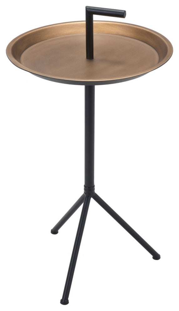 Sofa Side Table, Round, Steel Metal, Gold, Black, Lounge Cafe Lobby Hospitality