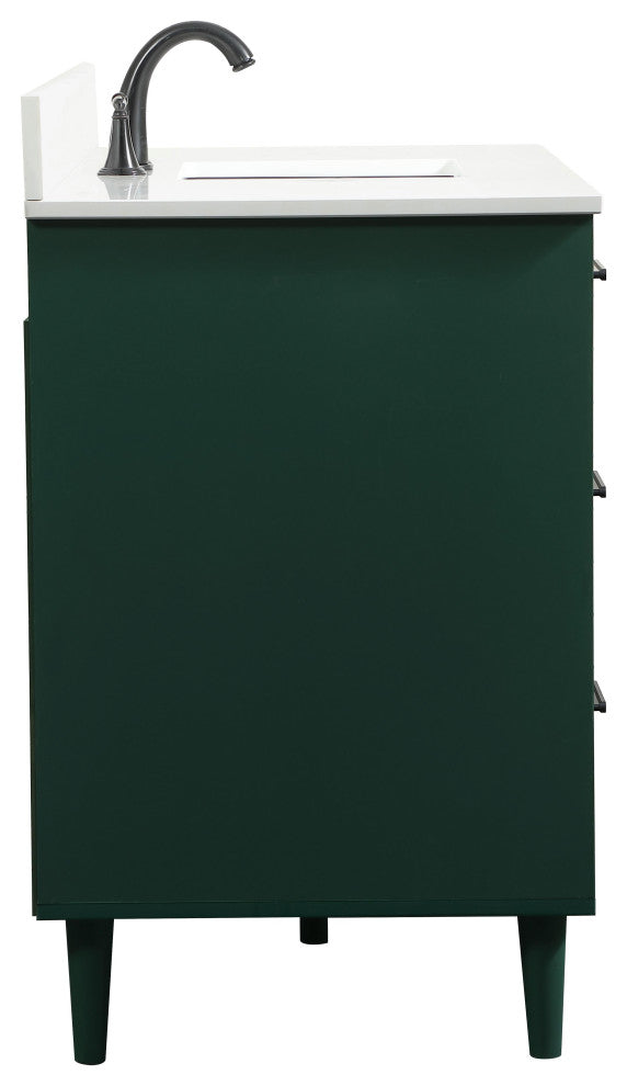 Home Living Modern Natural Oak-Light Bathroom Vanity, Green, 48"
