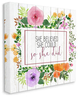 She Believed Flower Wreath Inspiring Word Design, 24"x24"