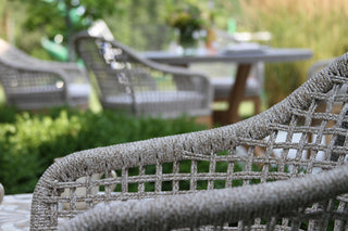 7-Piece Nautical Teak, Rope and Composite Round Dining Set With Sunbrella