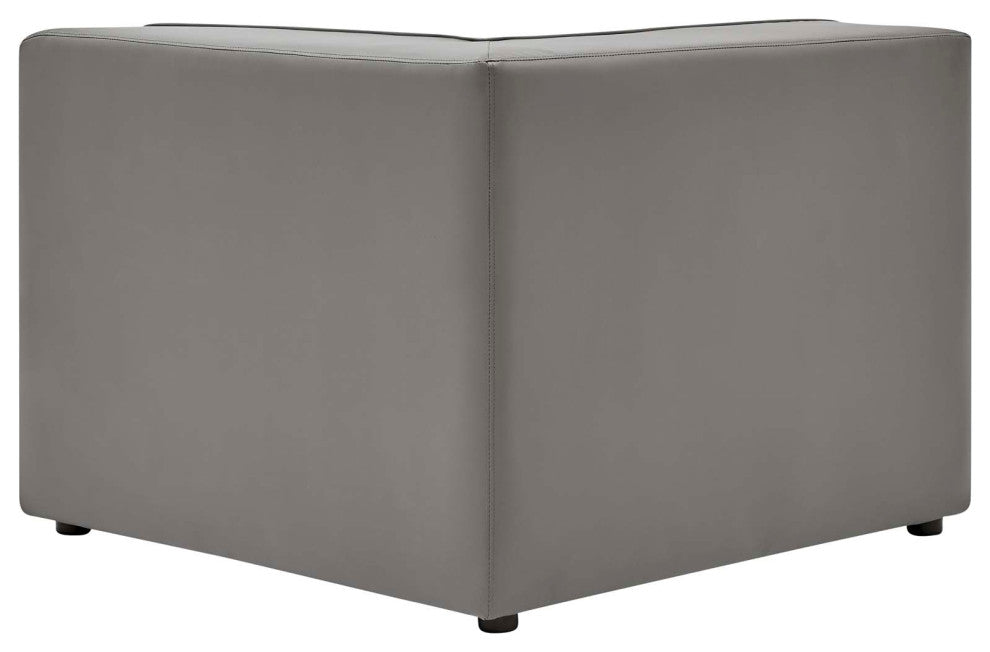 Sectional Sofa Set, Faux Vegan Leather, Gray, Modern, Lounge Hospitality