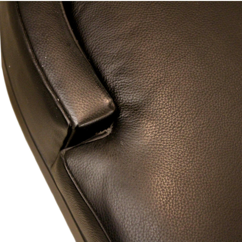Mid Century Modern Anvil T Back Dining Chair  Black Leather Ergonomic Side