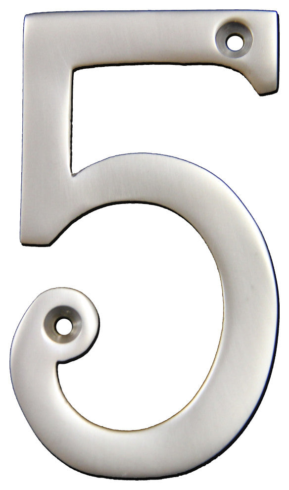 RCH Hardware Brass Modern Curvy House Number, 4-Inch, Various Finishes, Satin Ch