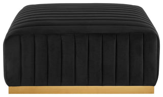 Conjure Channel Tufted Velvet Ottoman, Gold Black