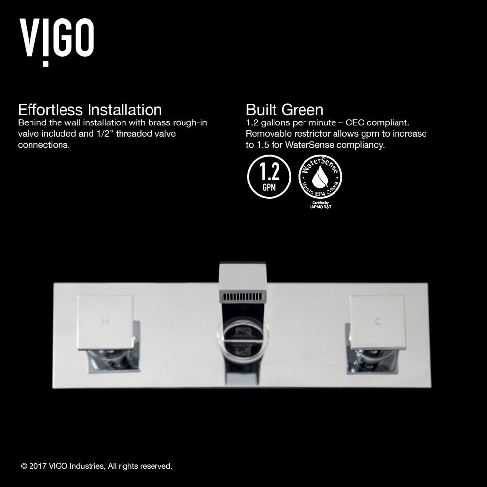 VIGO Titus 3" H 2-Handle Wall Mount Bathroom Faucet, Chrome