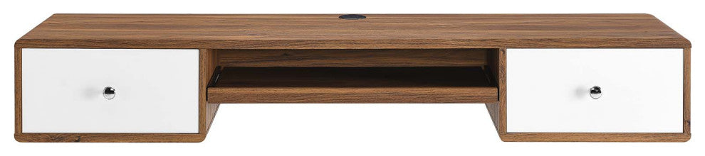 Transmit 60" Wall Mount Wood Office Desk, Walnut White