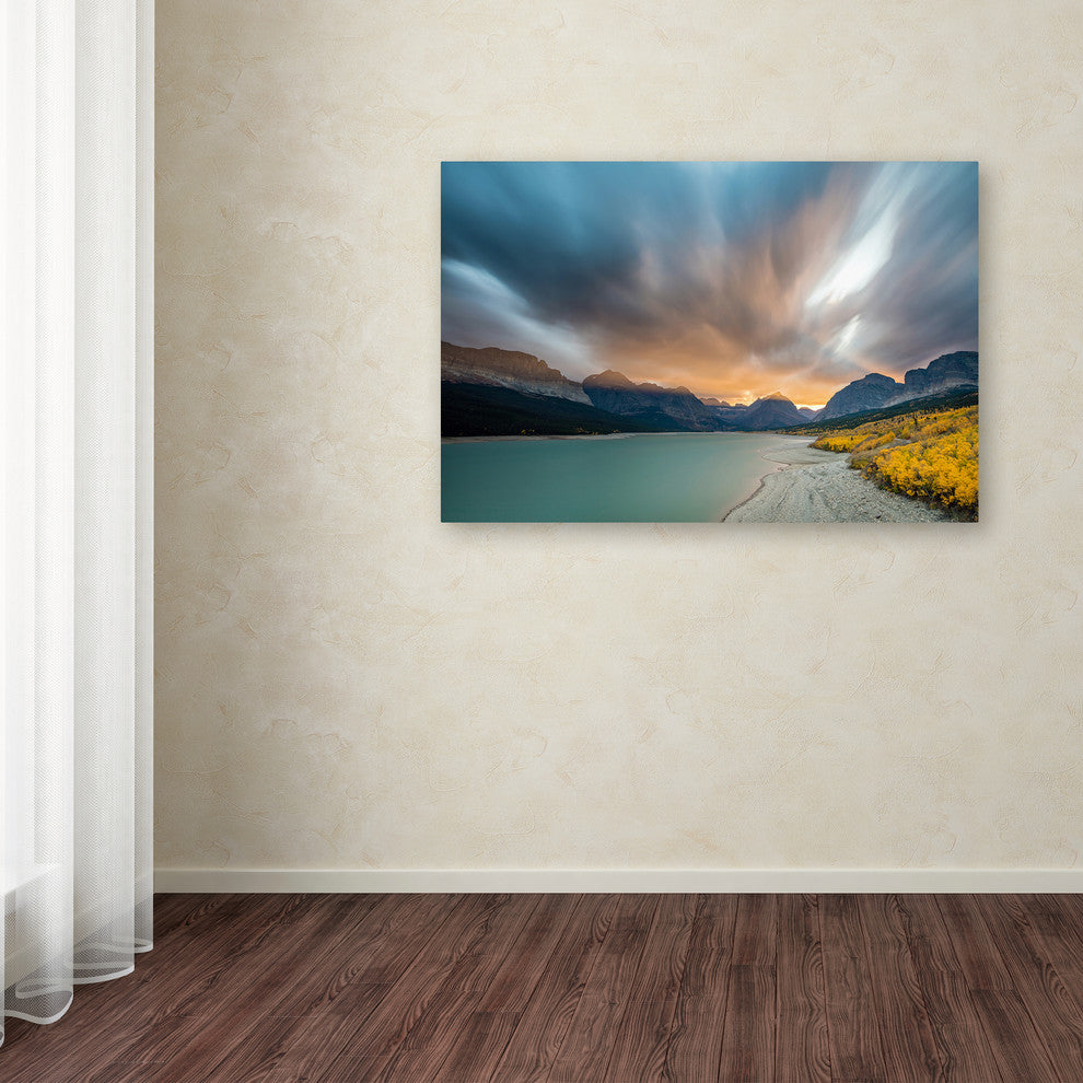 Pierre Leclerc 'Many Glacier Apocalyptic Sunset' Canvas Art, 32x22