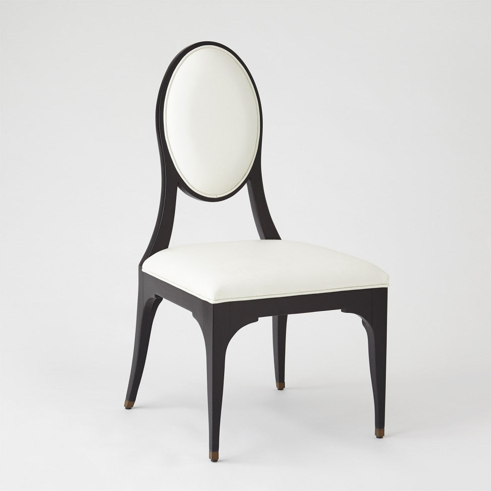 Hollywood Glam Black White Dining Chair Armless Oval Art Deco Vintage Style