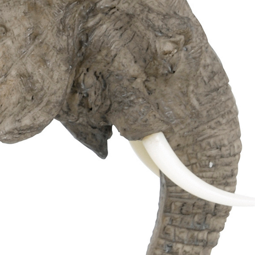 Benzara BM284979 Don 13" Walking Elephant Figurine, Realistic Polyresin, Gray