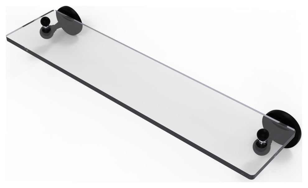 Shadwell 22" Glass Vanity Shelf with Beveled Edges, Matte Black