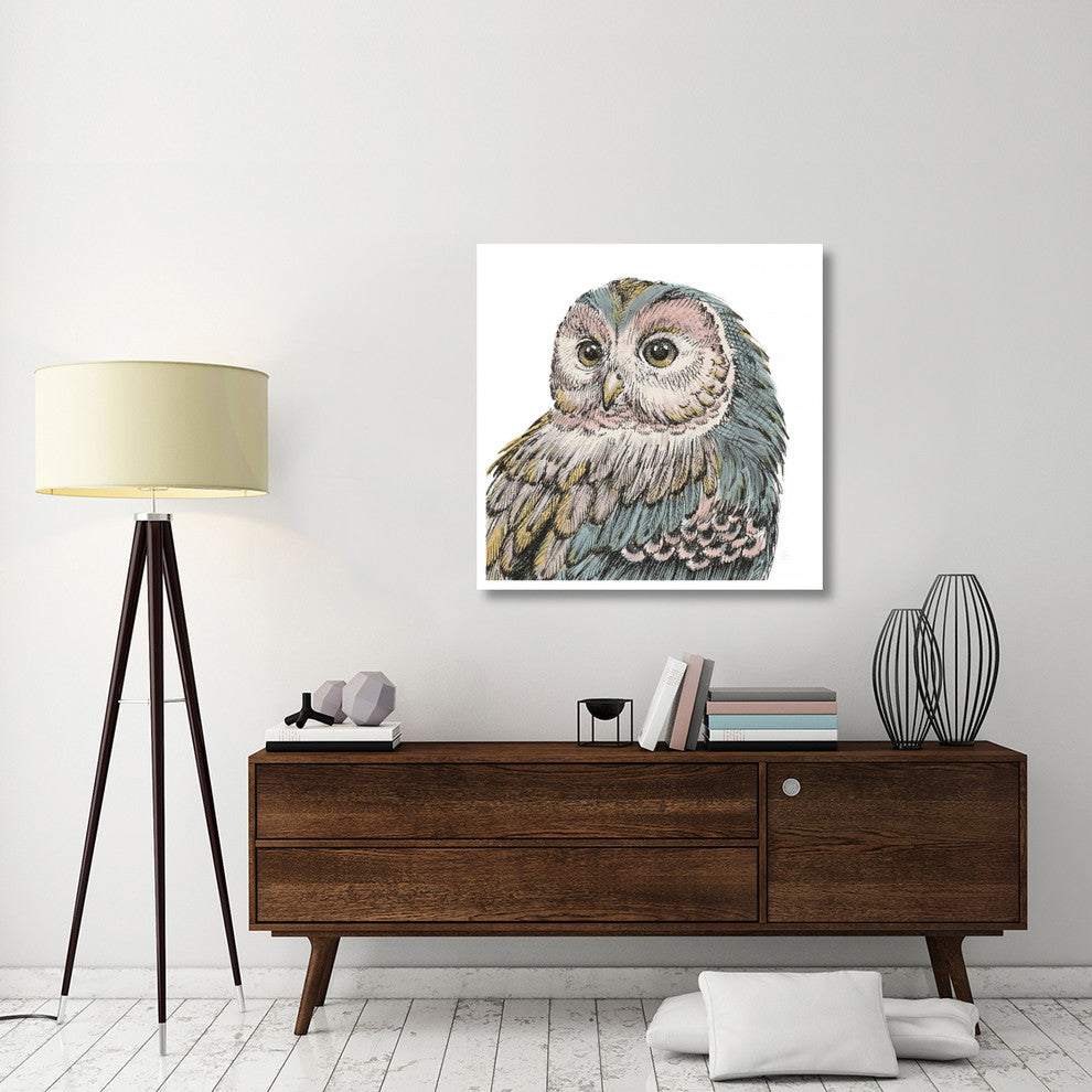 "Beautiful Owls I Pastel Crop" Digital Paper Print by Daphne Brissonnet, 38"x38"