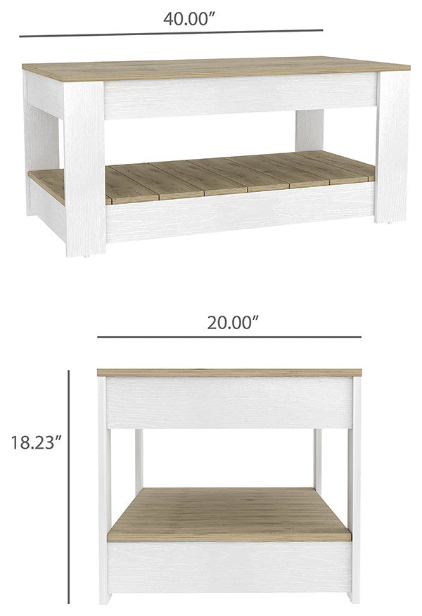 Lindon Farmhouse Coffee Table by RST Brands, White/Golden Oak