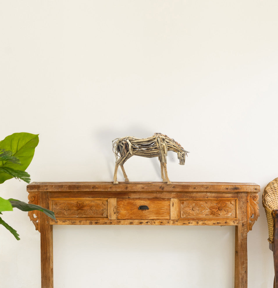 Coastal Home DÃ©cor 'Driftwood Horse Grazing' Rustic Handmade Folk Sculpture